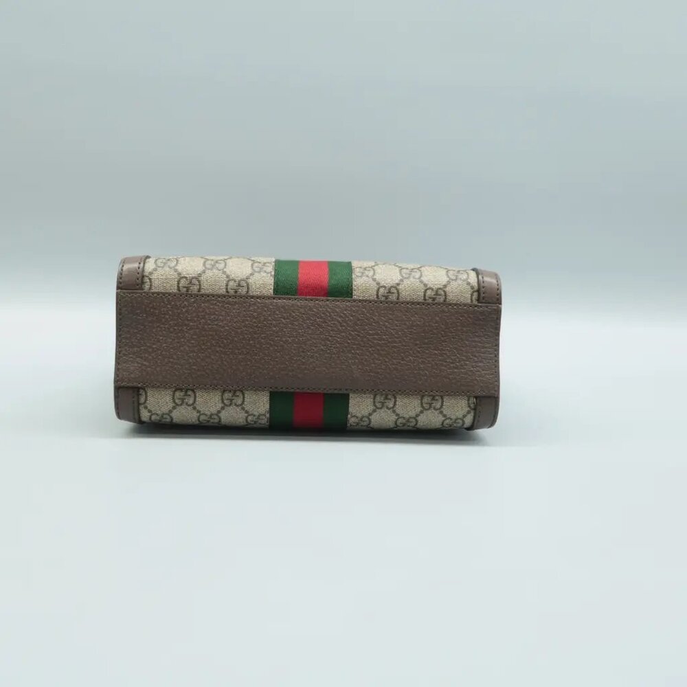 100% Authentic GUCCI Ophidia Top Handle Brown GG Canvas Satchel - Picture 5 of 12